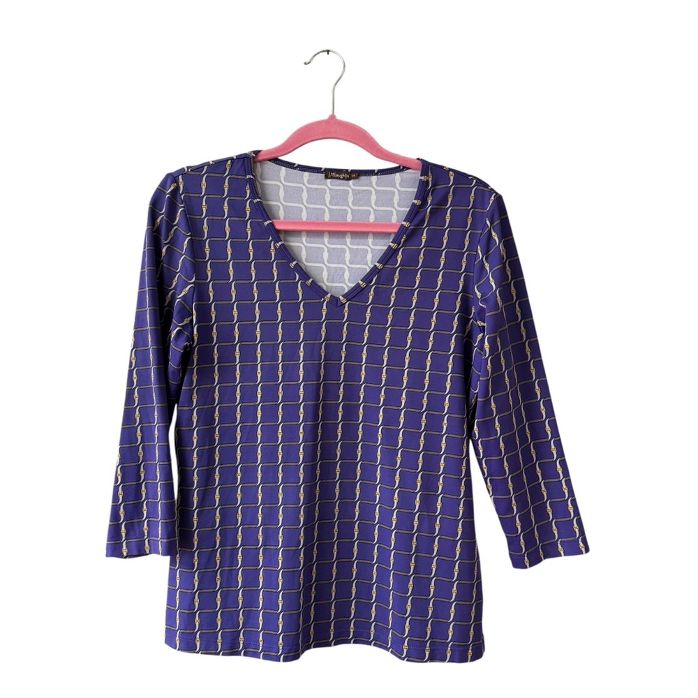 J. McLaughlin Catalina Cloth Chain‎ Link Blouse Top Size M Purple Gold